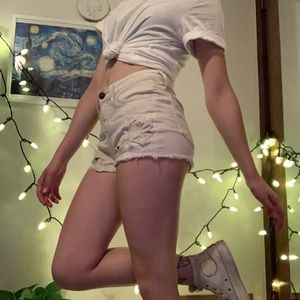 embroidered white jean shorts